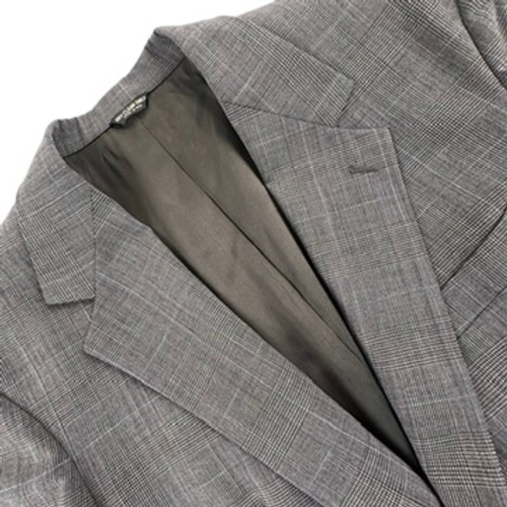 Bill Blass Men 44L Sport Coat Gray Glen Plaid Pure Wool Two Button Blazer Jacket